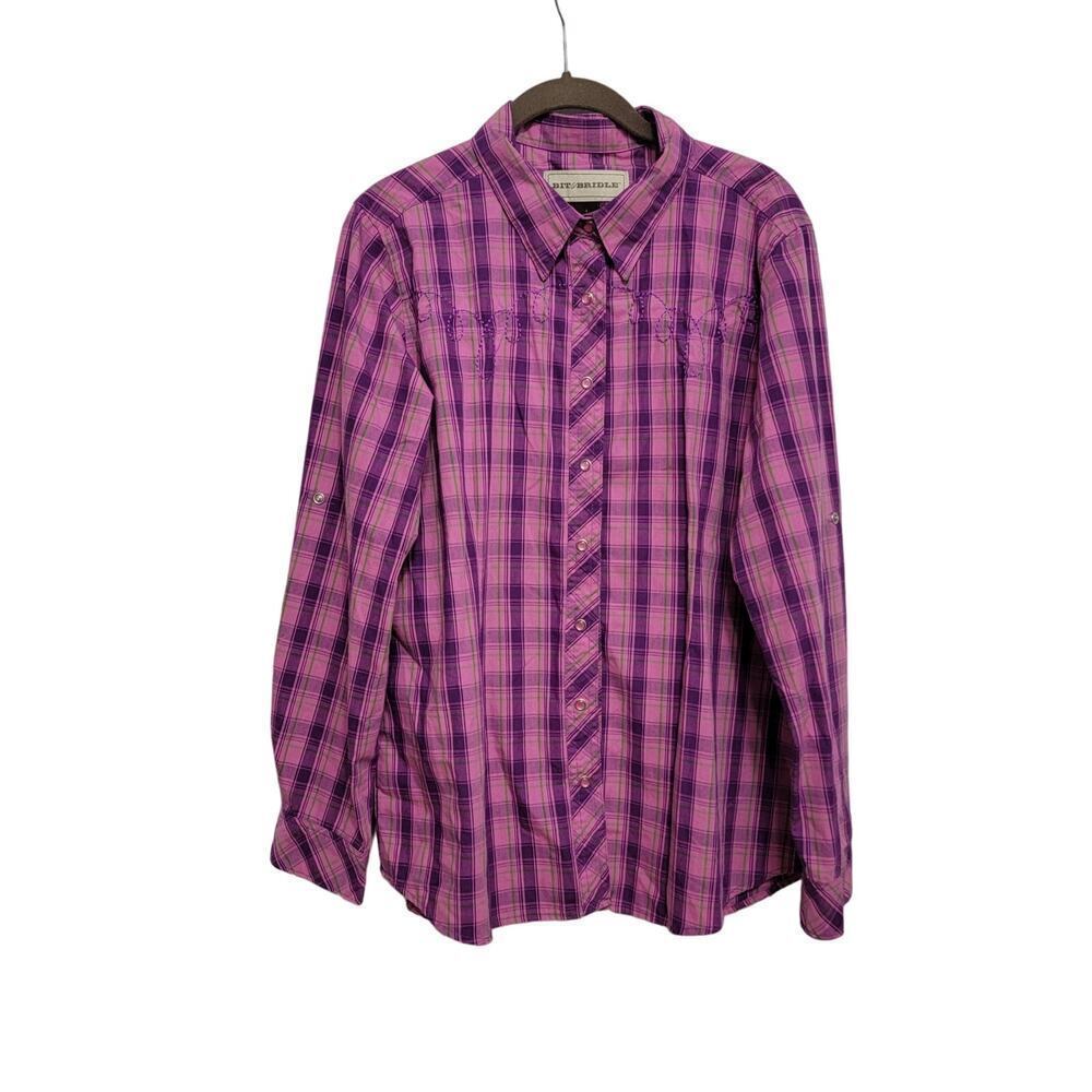 Bit and Bridle Western Purple Plaid Shirt